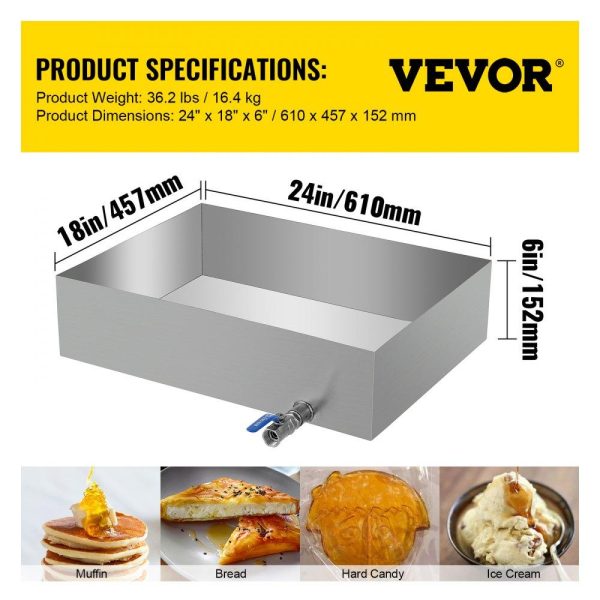 Food Preparation Equipment | Maple Syrup Evaporator Pan 24x18x6 Inch Stainless Steel Maple Syrup Boiling Pan for Boiling Maple Syrup Food Preparation Equipment Food Preparation Equipment