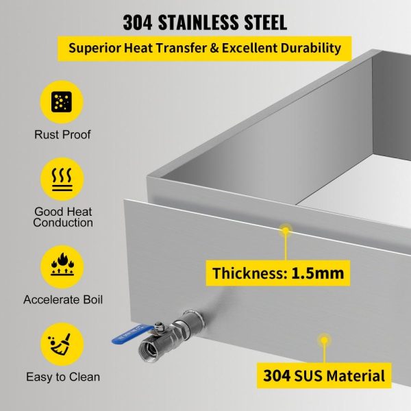 Food Preparation Equipment | Maple Syrup Evaporator Pan 24x24x7 Inch Stainless Steel Maple Syrup Boiling Pan for Boiling Maple Syrup Food Preparation Equipment Food Preparation Equipment