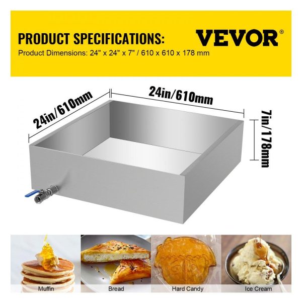 Food Preparation Equipment | Maple Syrup Evaporator Pan 24x24x7 Inch Stainless Steel Maple Syrup Boiling Pan for Boiling Maple Syrup Food Preparation Equipment Food Preparation Equipment