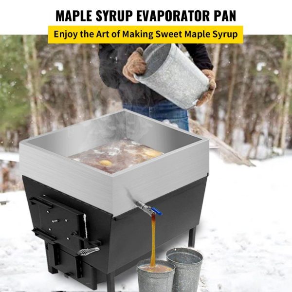 Food Preparation Equipment | Maple Syrup Evaporator Pan 24x24x9.5 Inch Stainless Steel Maple Syrup Boiling Pan with Valve Food Preparation Equipment Food Preparation Equipment