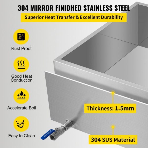 Food Preparation Equipment | Maple Syrup Evaporator Pan 24x24x9.5 Inch Stainless Steel Maple Syrup Boiling Pan with Valve Food Preparation Equipment Food Preparation Equipment