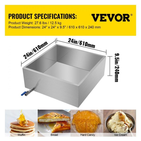 Food Preparation Equipment | Maple Syrup Evaporator Pan 24x24x9.5 Inch Stainless Steel Maple Syrup Boiling Pan with Valve Food Preparation Equipment Food Preparation Equipment