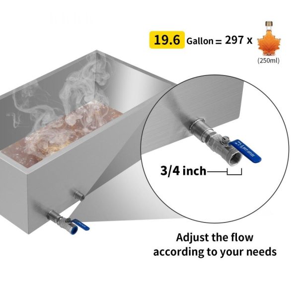 Food Preparation Equipment | Maple Syrup Evaporator Pan 30x16x9.5 Inch Stainless Steel Maple Syrup Boiling Pan with Valve for Boiling Maple Syrup Food Preparation Equipment Food Preparation Equipment