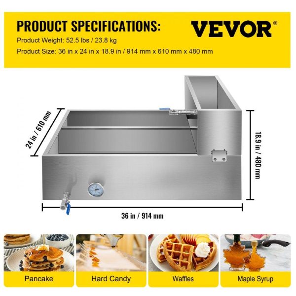 Food Preparation Equipment | Maple Syrup Evaporator Pan 36x24x18.5 Inch Stainless Steel Maple Syrup Boiling Pan with Valve and Thermometer and Divided Pan and Feed Pan Food Preparation Equipment Food Preparation Equipment