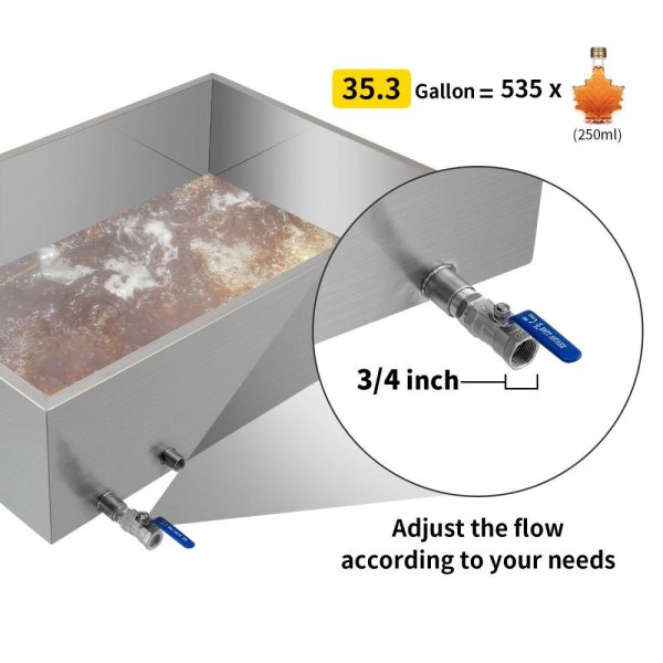 Food Preparation Equipment | Maple Syrup Evaporator Pan 36x24x9.5 Inch Stainless Steel Maple Syrup Boiling Pan with Valve Food Preparation Equipment Food Preparation Equipment