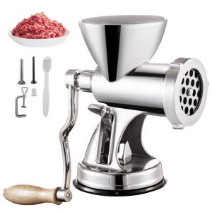 Food Preparation Equipment | Meat Grinder Manual 304 Stainless Steel Hand Suction Cup Base & Clamp with Filling Nozzle for Vegetables Grinding & Sausage Stuffing, 6.7x6x9.6inch, Sliver Food Preparation Equipment Food Preparation Equipment