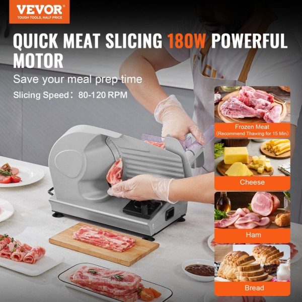 Food Preparation Equipment | Meat Slicer, 180W Electric Deli Food Slicer with 7.5″ SUS420 Stainless Steel Blade and Blade Guard, 0 – 0.6 inch Adjustable Thickness for Home Use, Easy to Clean, Cut Meat, Bread, Ham and Cheese Food Preparation Equipment Food Preparation Equipment