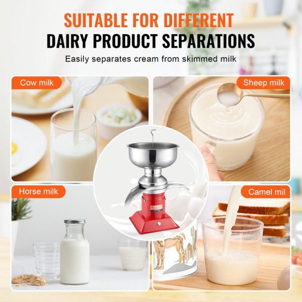 Food Preparation Equipment | Milk Cream Centrifugal Separator, 304 Stainless Steel Electric Cream Separators, 100L/H Output 10500RPM Goat Milk Separator, 30W Cow Cream Separator, Milk Skimmer with 5L Bowl Capacity, 100-240V Food Preparation Equipment Food Preparation Equipment