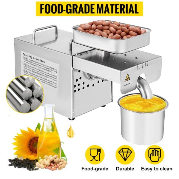 Food Preparation Equipment | Oil Press Machine 750W Cold / Hot Press Automatic Oil Extractor Organic Oil Expeller Commercial Grade Stainless Steel Oil Press Machine Food Preparation Equipment Food Preparation Equipment