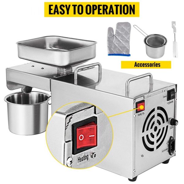 Food Preparation Equipment | Oil Press Machine 750W Cold / Hot Press Automatic Oil Extractor Organic Oil Expeller Commercial Grade Stainless Steel Oil Press Machine Food Preparation Equipment Food Preparation Equipment