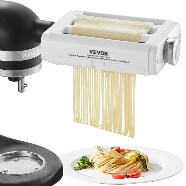 Food Preparation Equipment | Pasta Attachment for KitchenAid Stand Mixer, 3-IN-1 Stainless Steel Pasta Roller Cutter Set Including Pasta Sheet Roller, Spaghetti and Fettuccine Cutter, 8 Adjustable Thickness Knob Pasta Maker Food Preparation Equipment Food Preparation Equipment