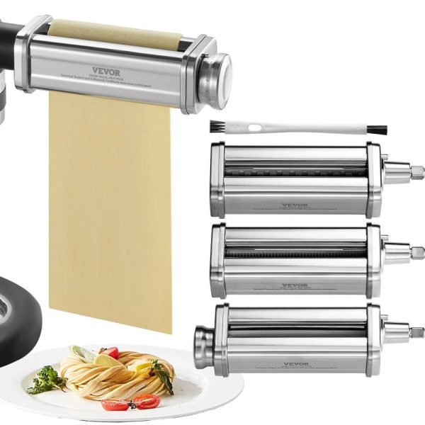 Food Preparation Equipment | Pasta Attachment for KitchenAid Stand Mixer, Stainless Steel Pasta Roller Cutter Set Including Pasta Sheet Roller, Spaghetti and Fettuccine Cutter, 8 Adjustable Thickness Knob Pasta Maker, 3Pcs Food Preparation Equipment Food Preparation Equipment