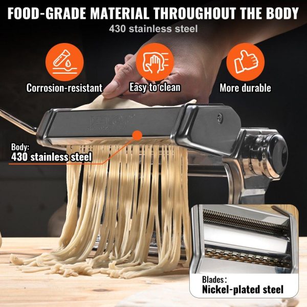 Food Preparation Equipment | Pasta Maker Machine, 9 Adjustable Thickness Settings Noodles Maker, Stainless Steel Noodle Rollers and Cutter, Manual Hand Press, Pasta Making Kitchen Tool Kit, Perfect for Spaghetti Lasagna Food Preparation Equipment Food Preparation Equipment