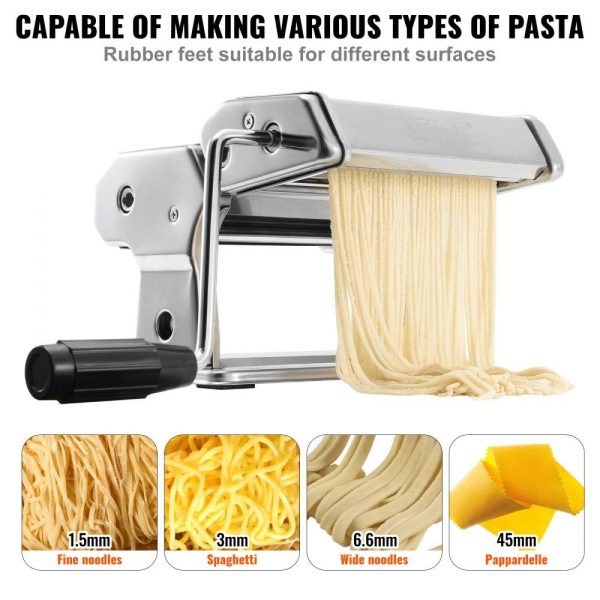 Food Preparation Equipment | Pasta Maker Machine, 9 Adjustable Thickness Settings Noodles Maker, Stainless Steel Noodle Rollers and Cutter, Manual Hand Press, Pasta Making Kitchen Tool Kit, Perfect for Spaghetti Lasagna Food Preparation Equipment Food Preparation Equipment