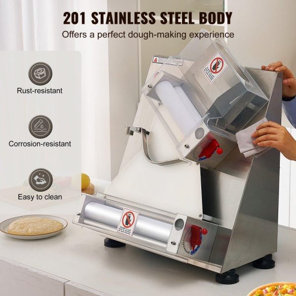 Food Preparation Equipment | Pizza Dough Roller Sheeter, 3-12 Inch Automatic Commercial Pizza Press, 370W Electric 260 Per Hour Dough Roller, Stainless Steel Adjustable Thickness Dough Machine, for Pasta Maker Equipment Food Preparation Equipment Food Preparation Equipment