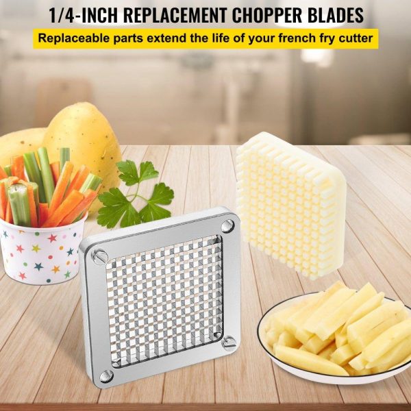 Food Preparation Equipment | Replacement Chopper Blade, 1/4 inch, 3 PCS French Fry Blade Assembly with 6 Extra Knives, Stainless Steel Dicer Parts and Push Block for Cutting Potatoes Carrots Onions Cucumbers Mushrooms Food Preparation Equipment Food Preparation Equipment