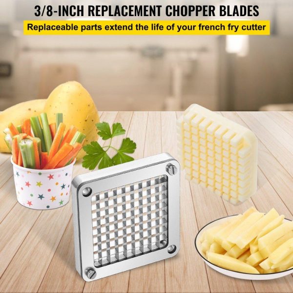 Food Preparation Equipment | Replacement Chopper Blade, 3/8 inch, 3 PCS French Fry Blade Assembly with 6 Extra Knives, Stainless Steel Dicer Parts and Push Block for Cutting Potatoes Carrots Onions Cucumbers Mushrooms Food Preparation Equipment Food Preparation Equipment