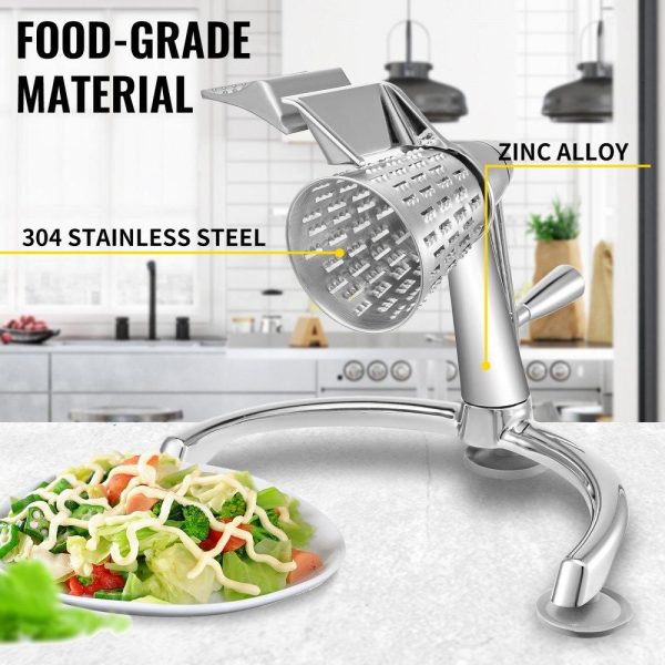 Food Preparation Equipment | Rotary Cheese Grater, Zinc Alloy Rotary Vegetable Mandoline, Manual Cheese Mandoline w/ 5 Stainless Steel Cutting Cones, Manual Vegetable Grater w/ 2.5L Bowl, Rotary Shredder w/Suction Base Food Preparation Equipment Food Preparation Equipment