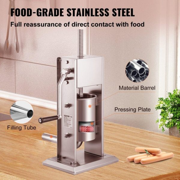 Food Preparation Equipment | Sausage Stuffer 7LBS/3L Capacity Homemade Sausage Maker Stainless Steel Food Preparation Equipment Food Preparation Equipment