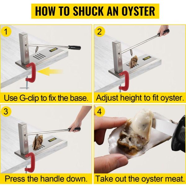 Food Preparation Equipment | Stainless Steel Oyster Shucker Tool Set, Clam Opener Machine with G-Clip for Easy Operation, Solid Option for Hotel Buffets or Gift Food Preparation Equipment Food Preparation Equipment