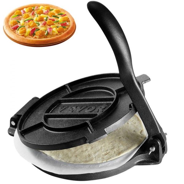 Food Preparation Equipment | Tortilla Press, 10 Inch Tortilla and Roti Maker, Cast Iron Heavy Duty Tortilladora Press, Pre-Seasoned Pataconera Maker with 100 Pcs Parchment Paper, Dough Maker for Flour Tortilla, Tawa, Silver Food Preparation Equipment Food Preparation Equipment