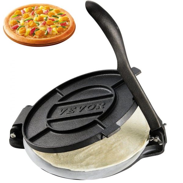 Food Preparation Equipment | Tortilla Press, 8 Inch Tortilla and Roti Maker, Cast Iron Heavy Duty Tortilladora Press, Pre-Seasoned Pataconera Maker with 100 Pcs Parchment Paper, Dough Maker for Flour Tortilla, Tawa, Silver Food Preparation Equipment Food Preparation Equipment