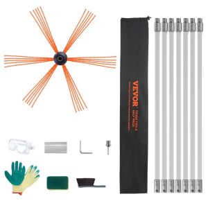 Janitorial Supplies | 23 Feet Chimney Sweep Kit, w/ 7 Reinforced Nylon Flexible Rods, Ergonomic Chimney Cleaning Brush, 360-Degree Brush Chimney Cleaner, Rich Accessories for Fireplace Flue Home Use Fits most Pipes Janitorial Supplies Janitorial Supplies