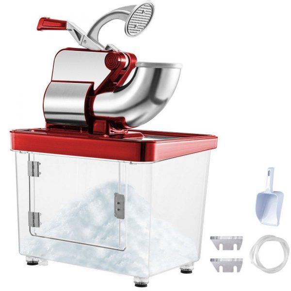 Refrigeration & Ice Equipment | 110V Commercial Ice Crusher 440LBS/H, ETL Approved 300W Electric Snow Cone Machine with Dual Blades, Stainless Steel Shaved Ice Machine with Safety On/Off Switch for Family, Restaurants, Bars Red Refrigeration & Ice Equipment Red