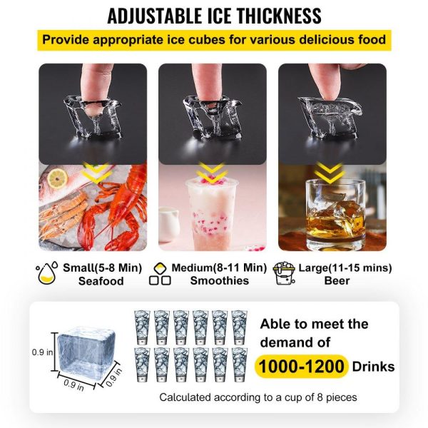 Refrigeration & Ice Equipment | 110V Commercial Ice Machine 320LBS/24H with 77LBS Bin, Clear Cube LED Panel, Stainless Steel, Air Cooling, ETL Approved, Professional Refrigeration Equipment, Include Scoop and Connection Hose Refrigeration & Ice Equipment Refrigeration & Ice Equipment