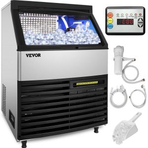 Refrigeration & Ice Equipment | 110V Commercial Ice Maker 440LBS/24H with 99LBS Storage Capacity Commercial Ice Machine 144 Ice Cubes Per Plate Include Scoop and Connection Hoses Auto Clean for Bar Home Supermarkets Restaurant Refrigeration & Ice Equipment Refrigeration & Ice Equipment