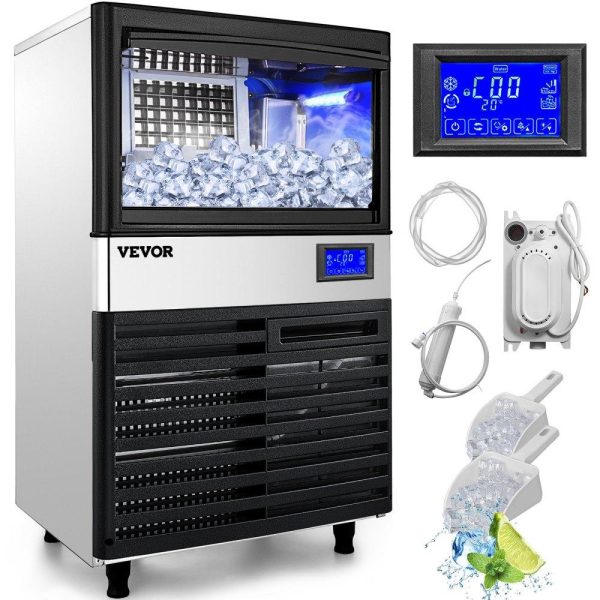 Refrigeration & Ice Equipment | 110V Commercial ice Maker Machine 110LBS/24H with 39LBS Bin and Electric Water Drain Pump, Stainless Steel Ice Machine, Auto Operation, Include Water Filter 2 Scoops and Connection Hose Refrigeration & Ice Equipment Refrigeration & Ice Equipment