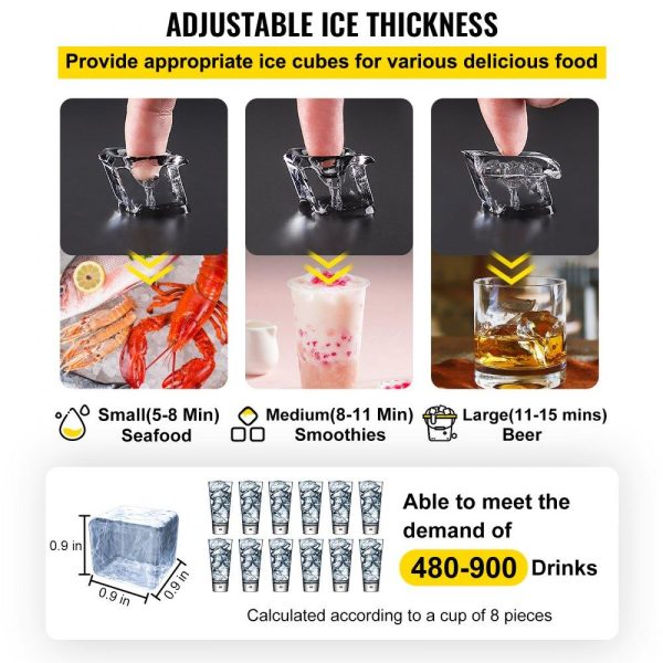 Refrigeration & Ice Equipment | 110V Commercial ice Maker Machine 110LBS/24H with 39LBS Bin and Electric Water Drain Pump, Stainless Steel Ice Machine, Auto Operation, Include Water Filter 2 Scoops and Connection Hose Refrigeration & Ice Equipment Refrigeration & Ice Equipment