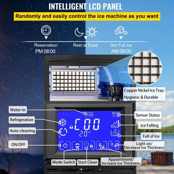 Refrigeration & Ice Equipment | 110V Commercial ice Maker Machine 110LBS/24H with 39LBS Bin and Electric Water Drain Pump, Stainless Steel Ice Machine, Auto Operation, Include Water Filter 2 Scoops and Connection Hose Refrigeration & Ice Equipment Refrigeration & Ice Equipment