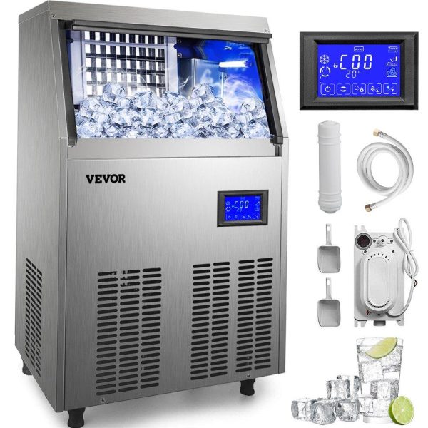 Refrigeration & Ice Equipment | 110V Commercial Ice Maker Machine 120-130LBS/24H 33LBS Storage Commercial Ice Machine Fully Upgrade Under Counter Ice Machine for Home Bar, Water Drain Pump/Water Filter/Scoops Included Refrigeration & Ice Equipment Refrigeration & Ice Equipment