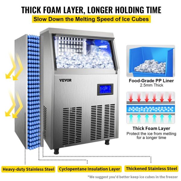 Refrigeration & Ice Equipment | 110V Commercial Ice Maker Machine 120-130LBS/24H 33LBS Storage Commercial Ice Machine Fully Upgrade Under Counter Ice Machine for Home Bar, Water Drain Pump/Water Filter/Scoops Included Refrigeration & Ice Equipment Refrigeration & Ice Equipment