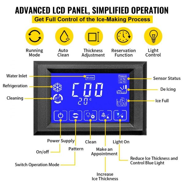 Refrigeration & Ice Equipment | 110V Commercial Ice Maker Machine 120-130LBS/24H 33LBS Storage Commercial Ice Machine Fully Upgrade Under Counter Ice Machine for Home Bar, Water Drain Pump/Water Filter/Scoops Included Refrigeration & Ice Equipment Refrigeration & Ice Equipment