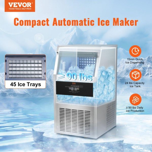 Refrigeration & Ice Equipment | 110V Commercial Ice Maker Machine 120-130LBS/24H with 33LBS Bin, Stainless Steel Automatic Operation Under Counter Ice Machine for Home Bar, Include Water Filter, Scoop, Connection Hose Refrigeration & Ice Equipment Refrigeration & Ice Equipment