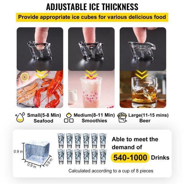 Refrigeration & Ice Equipment | 110V Commercial ice Maker Machine 132LBS/24H with 44LBS Bin and Electric Water Drain Pump, Stainless Steel Ice Machine, Auto Operation, Include Water Filter 2 Scoops and Connection Hose Refrigeration & Ice Equipment Refrigeration & Ice Equipment