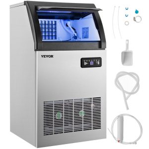 Refrigeration & Ice Equipment | 110V Commercial Ice Maker Machine 155LBS/24H, 530W Stainless Steel Ice Machine with 33LBS Storage Capacity, 72 Ice Cubes Ready in 11-15Mins, Includes Water Filter and Connection Hose Refrigeration & Ice Equipment Refrigeration & Ice Equipment