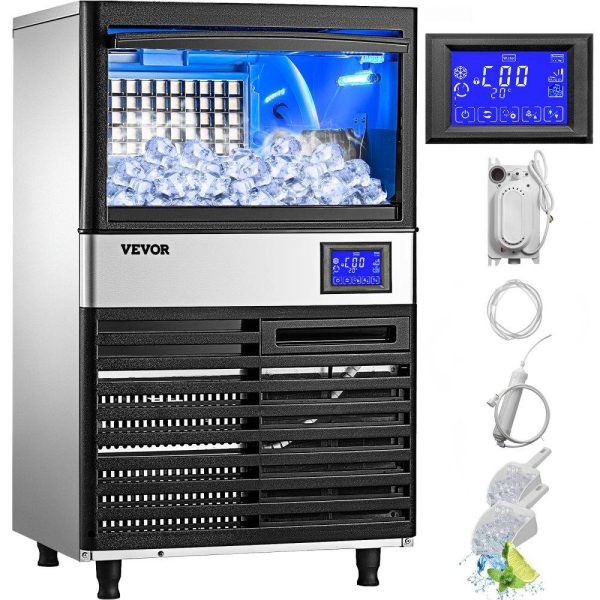 Refrigeration & Ice Equipment | 110V Commercial ice Maker Machine 155LBS/24H with 39LBS Bin and Electric Water Drain Pump, Stainless Steel Ice Machine, Auto Operation, Include Water Filter 2 Scoops and Connection Hose Refrigeration & Ice Equipment Refrigeration & Ice Equipment