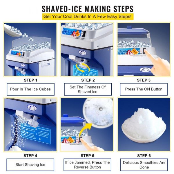 Refrigeration & Ice Equipment | 110V Commercial Ice Shaver Crusher 441LBS/H with 11LBS Hopper, 300W Tabletop Electric Snow Cone Maker 320 RPM Rotate Speed Perfect For Parties Events Snack Bar Refrigeration & Ice Equipment Refrigeration & Ice Equipment