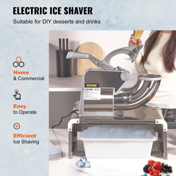 Refrigeration & Ice Equipment | 110V Commercial Snow Cone Machine, 500LB/H Commercial Snow Cone Maker, Electric Shaved Ice Machine w/Dual Blades, Stainless Steel Ice Crusher Shaver w/ 20Qt Ice Basin, 250W Snowball Machine 1420RPM Refrigeration & Ice Equipment Refrigeration & Ice Equipment