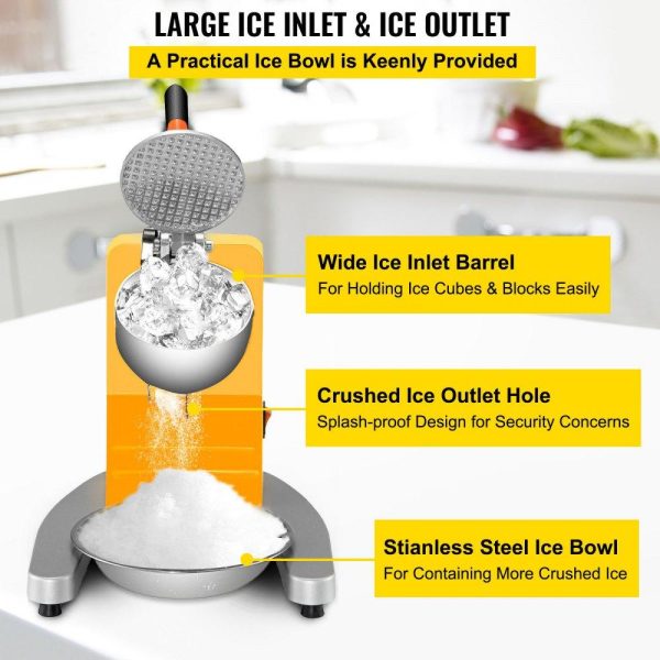 Refrigeration & Ice Equipment | 110V Electric Ice Shaver Crusher,300W 1450 RPM Snow Cone Maker Machine with Dual Stainless Steel Blades 210LB/H, Shaved Ice Machine with Ice Plate & Additional Blade for Home and Commercial Use Refrigeration & Ice Equipment Refrigeration & Ice Equipment