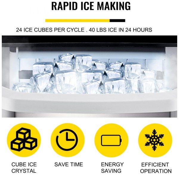 Refrigeration & Ice Equipment | 110V Portable Ice Maker Countertop 40 LBS in 24 Hours, Ice Maker Machine with Ice Scoop and Basket,Counter Top Ice Maker Machine Compact and Self Cleaning for Home/Kitchen/Office (Sliver) Refrigeration & Ice Equipment Refrigeration & Ice Equipment