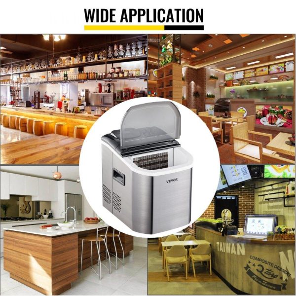 Refrigeration & Ice Equipment | 110V Portable Ice Maker Countertop 40 LBS in 24 Hours, Ice Maker Machine with Ice Scoop and Basket,Counter Top Ice Maker Machine Compact and Self Cleaning for Home/Kitchen/Office (Sliver) Refrigeration & Ice Equipment Refrigeration & Ice Equipment