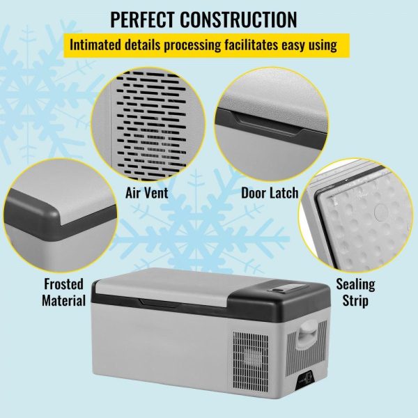 Refrigeration & Ice Equipment | 12 Volt Refrigerator 16 Qt, Portable Mini Car Fridge w/ -4℉-68℉ Cooling Range & App Control 12/24V DC & 110-240V AC Electric Compressor Cooler for Truck Vehicle RV Boat Outdoor & Home Use, Grey Refrigeration & Ice Equipment Refrigeration & Ice Equipment