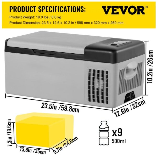 Refrigeration & Ice Equipment | 12 Volt Refrigerator 16 Qt, Portable Mini Car Fridge w/ -4℉-68℉ Cooling Range & App Control 12/24V DC & 110-240V AC Electric Compressor Cooler for Truck Vehicle RV Boat Outdoor & Home Use, Grey Refrigeration & Ice Equipment Refrigeration & Ice Equipment