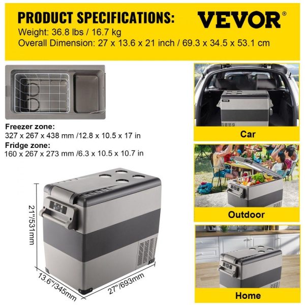 Refrigeration & Ice Equipment | 12 Volt Refrigerator, 58 Quart Car Refrigerator, Dual Zone Portable Refrigerator,RV Refrigerator with 12/24V DC and 110-240V AC, Freezer Fridge Cooler, for Car, RV, Camping and Home Use Refrigeration & Ice Equipment Refrigeration & Ice Equipment