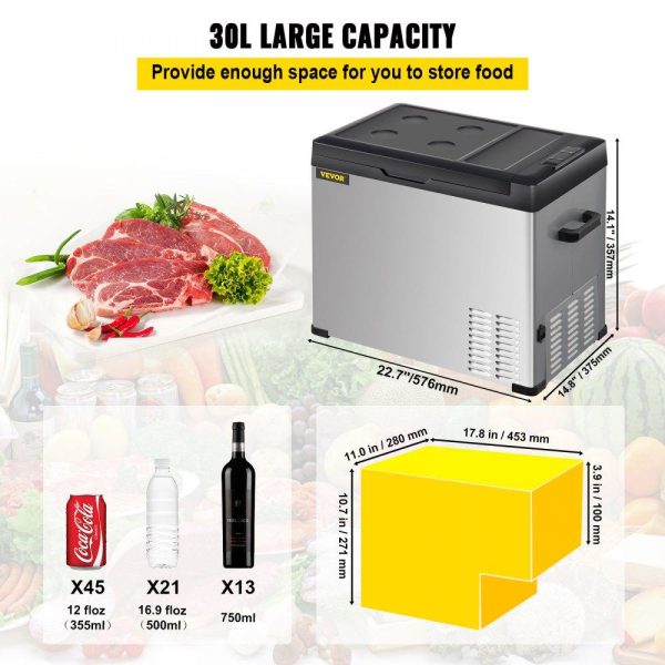 Refrigeration & Ice Equipment | 12 Volt Refrigerator, Portable Refrigerator (-4℉~68℉) With APP Control Car Compressor Fridge Cooler 12V/24V DC and 110-220V AC For Camping, Road Trip, Boat, Skincare, Outdoor and Home (32 Quart) Refrigeration & Ice Equipment Refrigeration & Ice Equipment