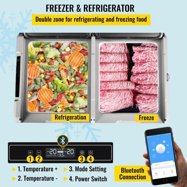 Refrigeration & Ice Equipment | 12 Volt Refrigerator Refrigerator 80 Quart, Dual Door Chest Refrigerator 12/24V DC & 110-240V AC Electric Compressor Cooler for Truck Vehicle RV Boat Outdoor & Home Use Refrigeration & Ice Equipment Refrigeration & Ice Equipment